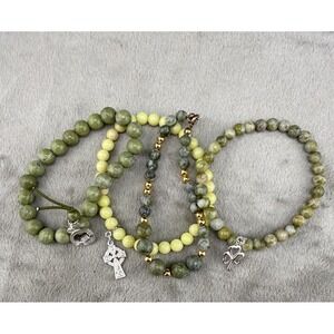 Connemara Marble Bracelet Lot of 4 Celtic Stretch